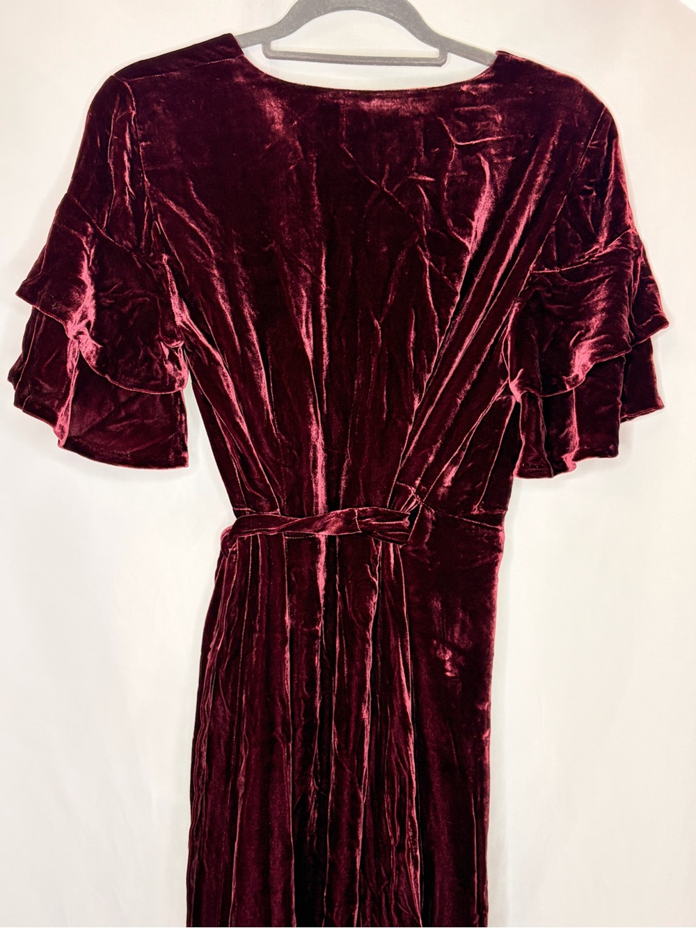 Club Monaco Tay Velvet Wrap Midi Dress Burgundy Silk Blend Meghan Markle 6 - Picture 8 of 14